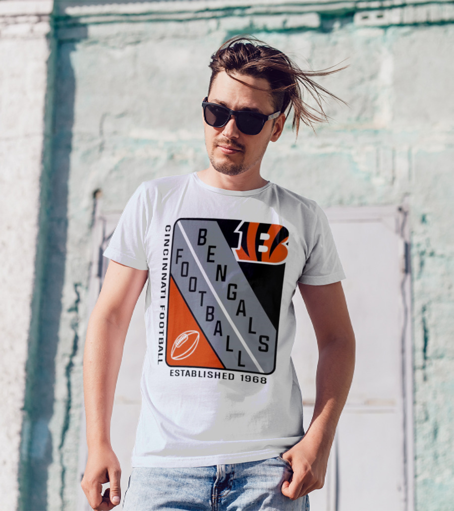 Cincinnati Bengals Football Shield Established 1968 Football Bengals Cincinnati Football T-Shirt
