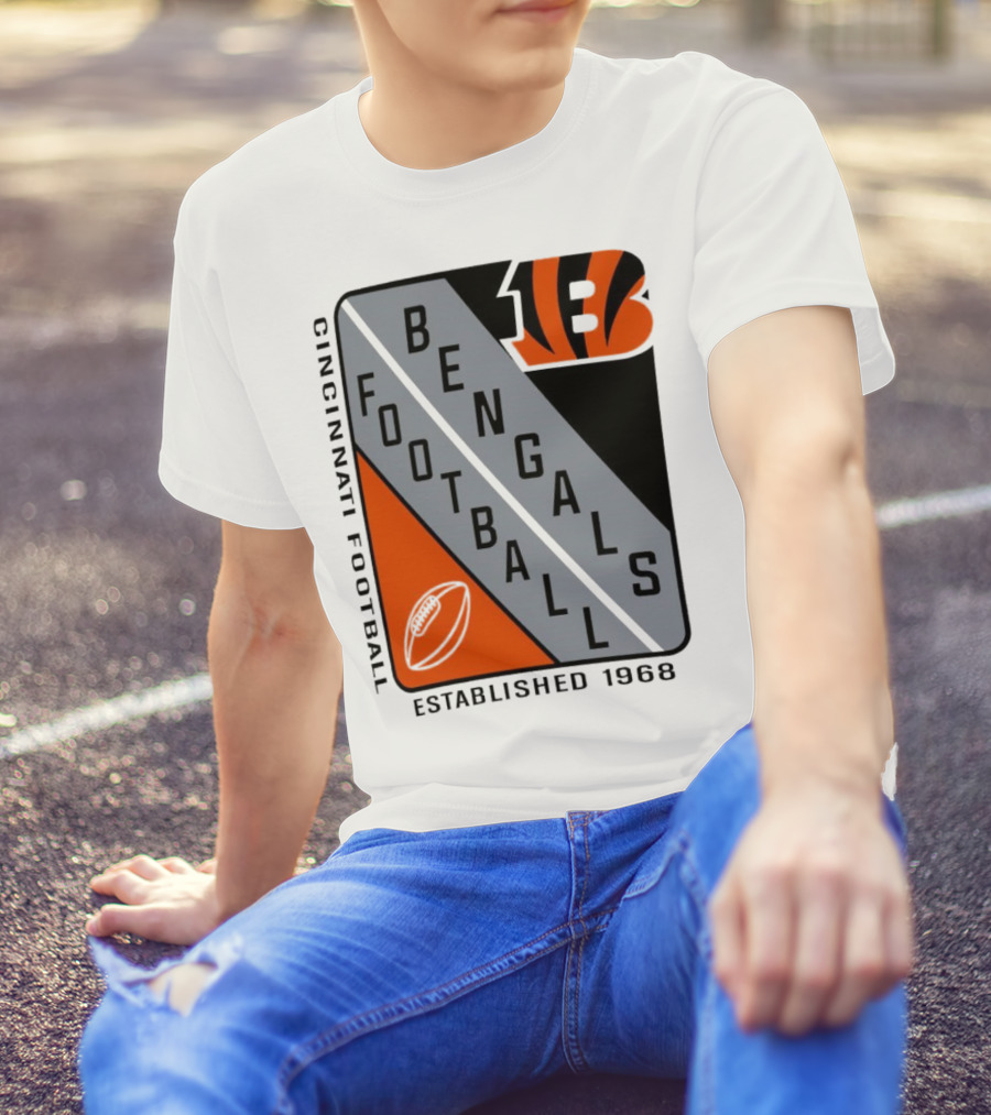 Cincinnati Bengals Football Shield Established 1968 Football Bengals Cincinnati Football T-Shirt