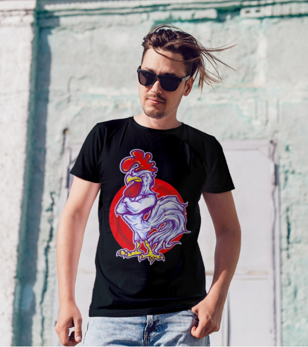 Cookei Chicken Muscle Rooster T-Shirt