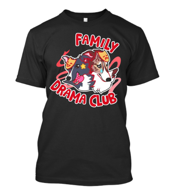 FAMILY DRAMA CLUB Dog Faces With Theater Masks T-Shirt