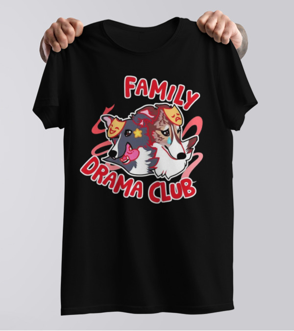 FAMILY DRAMA CLUB Dog Faces With Theater Masks T-Shirt