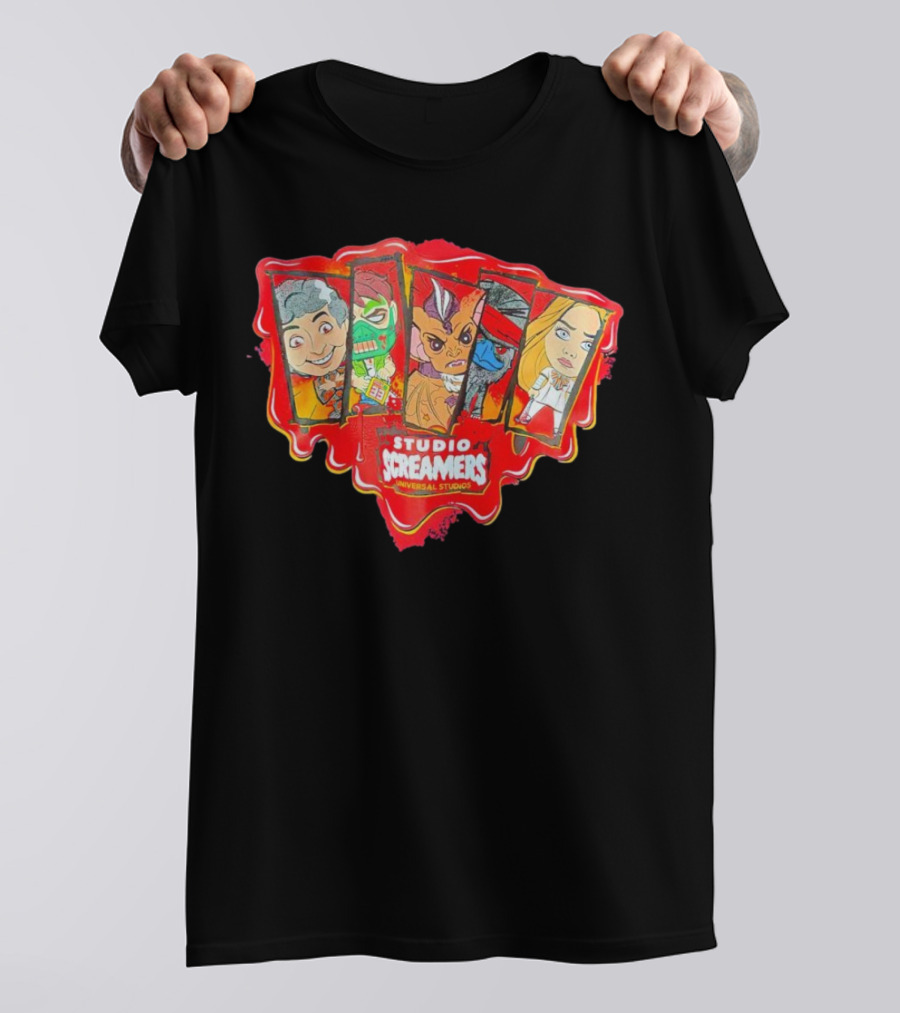 Halloween Horror Nights 2024 Studio Screamers Universal Studios Chibi Characters T-Shirt