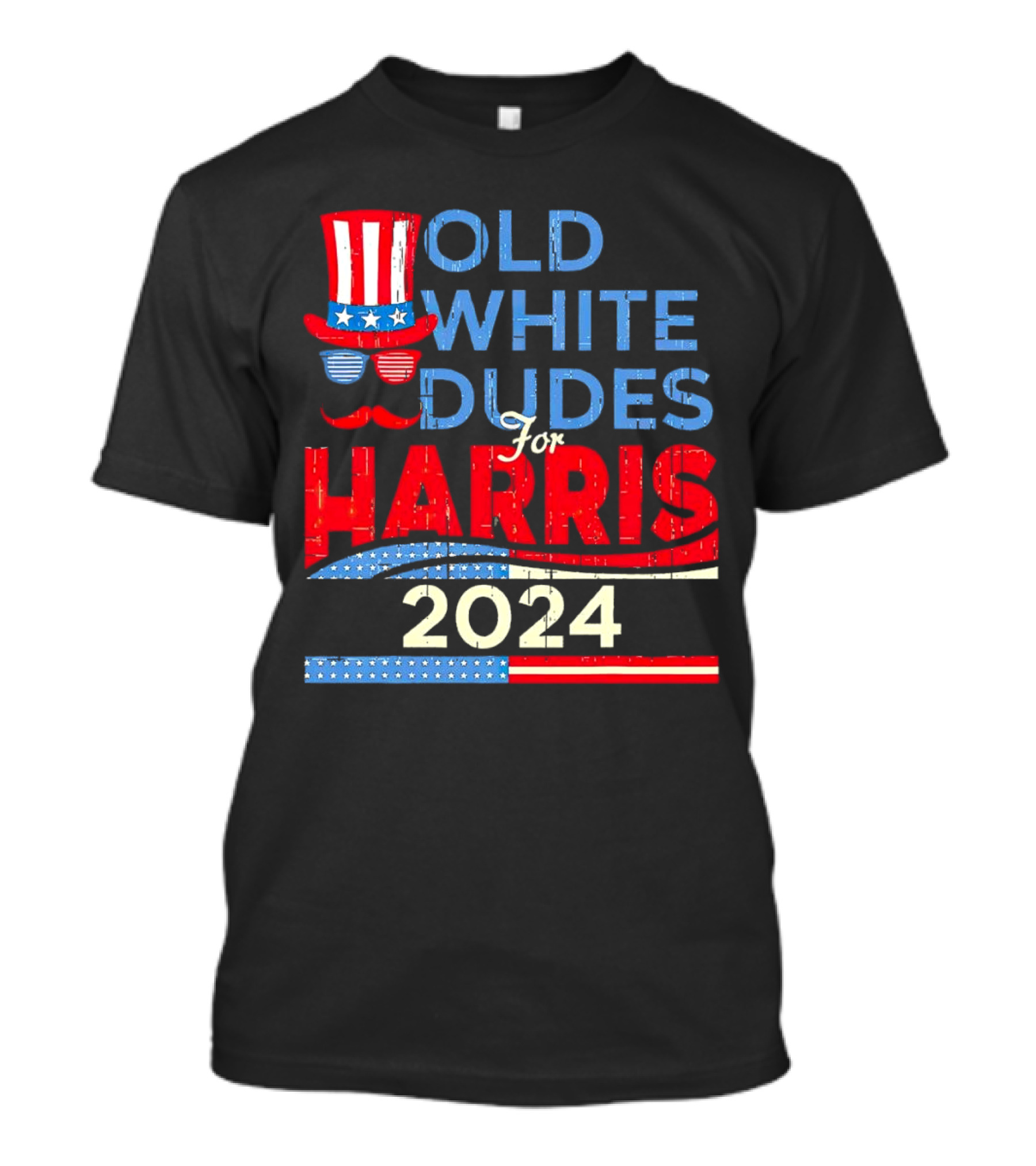 Old White Dudes For Harris 2024 Retro Uncle Sam Style Patriotic T-Shirt