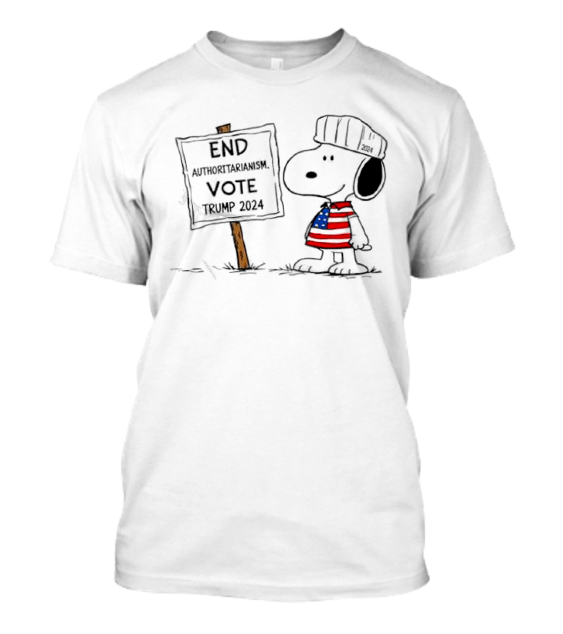 End Authoritarianism Vote Trump 2024 Snoopy Message T-Shirt