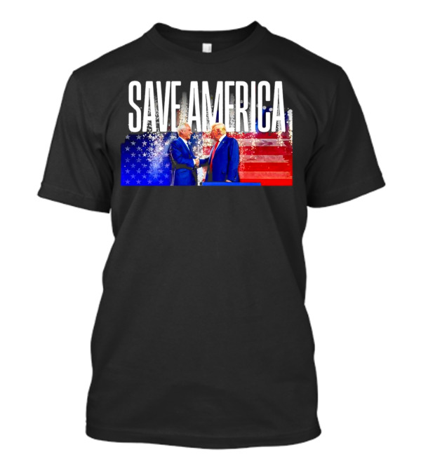 Save America Trump And Kennedy Handshake With American Flag T-Shirt