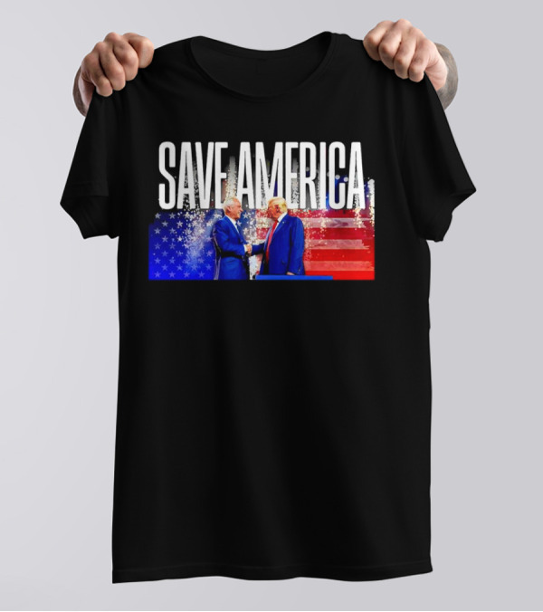 Save America Trump And Kennedy Handshake With American Flag T-Shirt