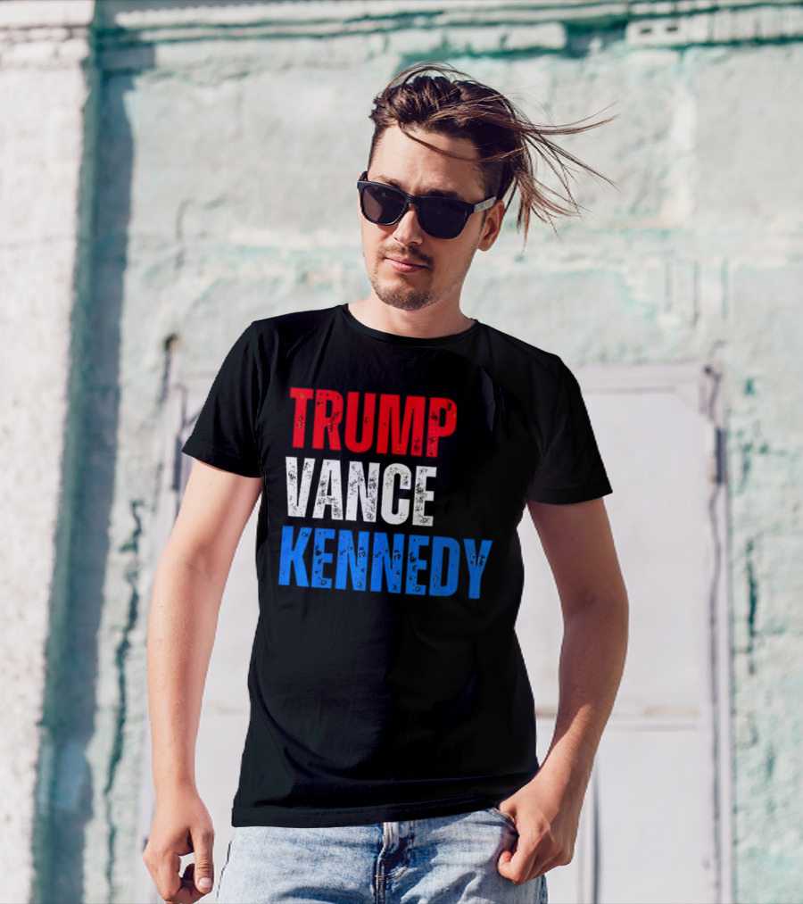 Trump Vance Kennedy Presidential Campaign 2024 Red White And Blue Text T-Shirt