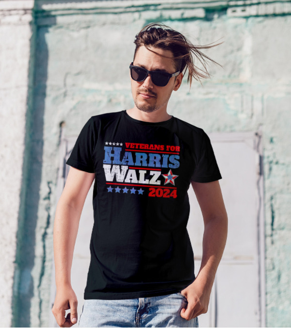 Veterans For Harris Walz 2024 Patriotic Stars T-Shirt