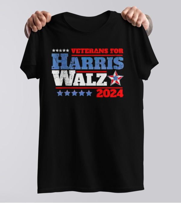 Veterans For Harris Walz 2024 Patriotic Stars T-Shirt