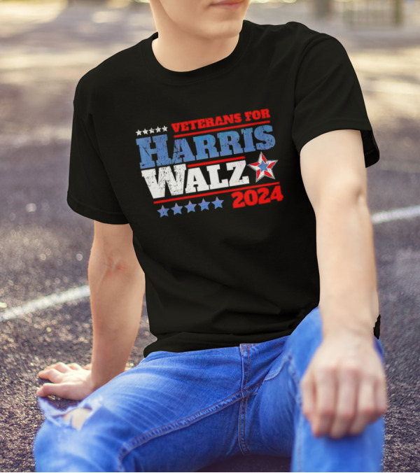 Veterans For Harris Walz 2024 Patriotic Stars T-Shirt