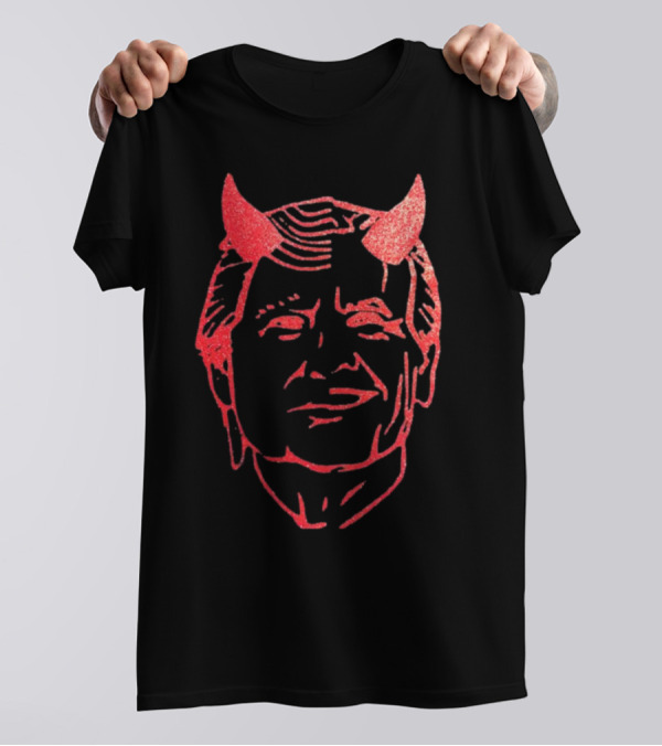 Devil Trump Glitter Red Horns T-Shirt