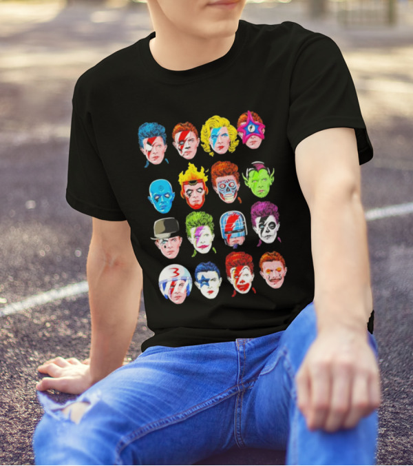 Ziggy Stardust Aladdin Sane Cartoon Pop Art Floating Heads T-Shirt