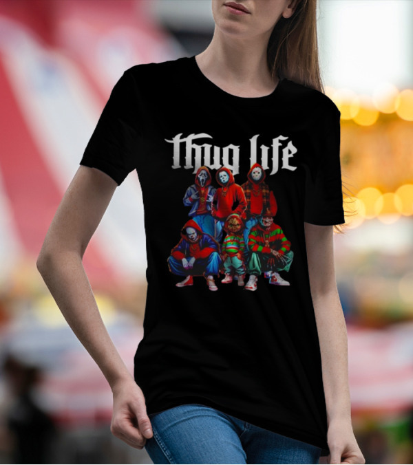 Thug Life Horror Movie Characters Masked Icons Group Hoodies T-Shirt