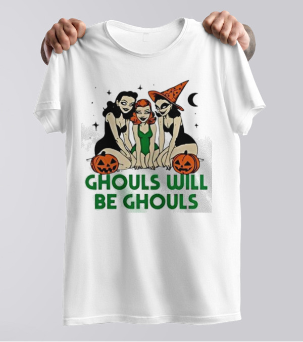 Ghouls Will Be Ghouls Witch Halloween Pumpkins Moon Stars T-Shirt
