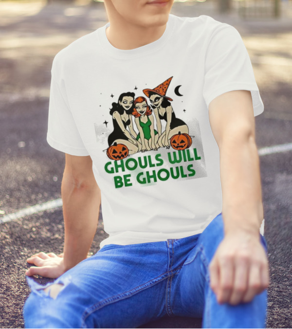 Ghouls Will Be Ghouls Witch Halloween Pumpkins Moon Stars T-Shirt