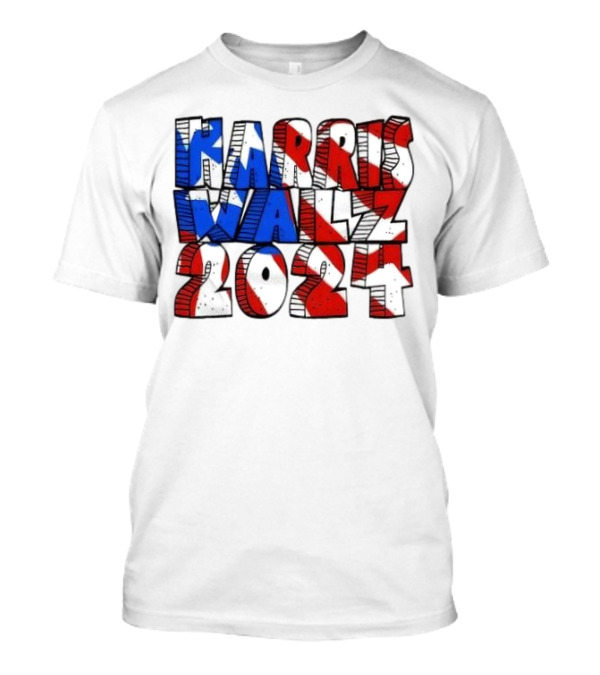 Harris Walz 2024 Red White Blue American Flag T-Shirt