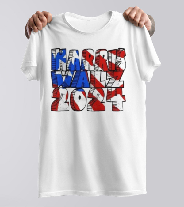 Harris Walz 2024 Red White Blue American Flag T-Shirt