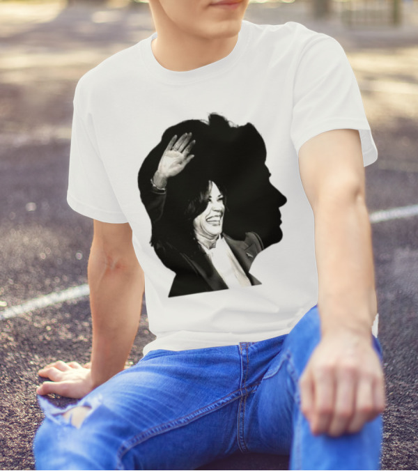 Kamala Harris Overlaid With Hillary Clinton Silhouette Image T-Shirt