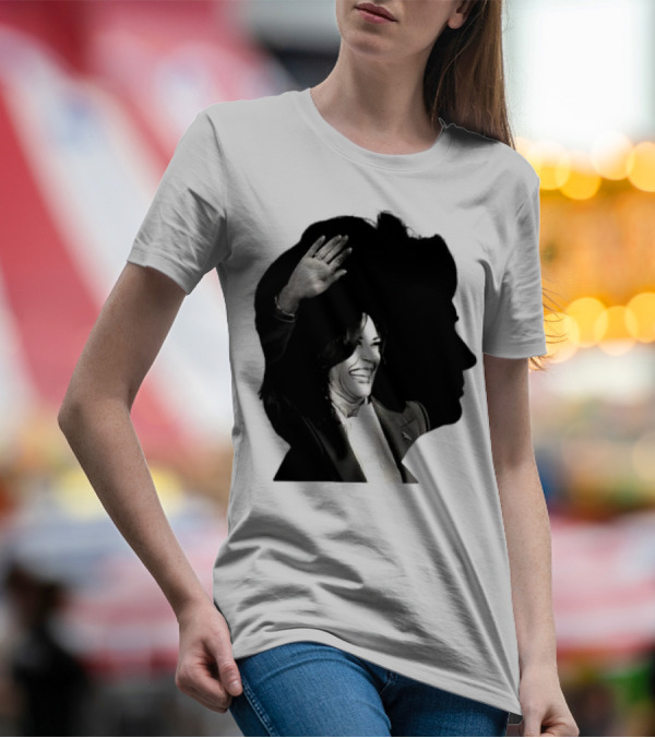 Kamala Harris Overlaid With Hillary Clinton Silhouette Image T-Shirt