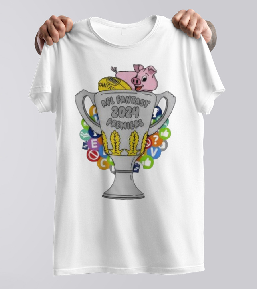 AFL Fantasy Premiers 2024 Trophy Piggy Football Symbols T-Shirt