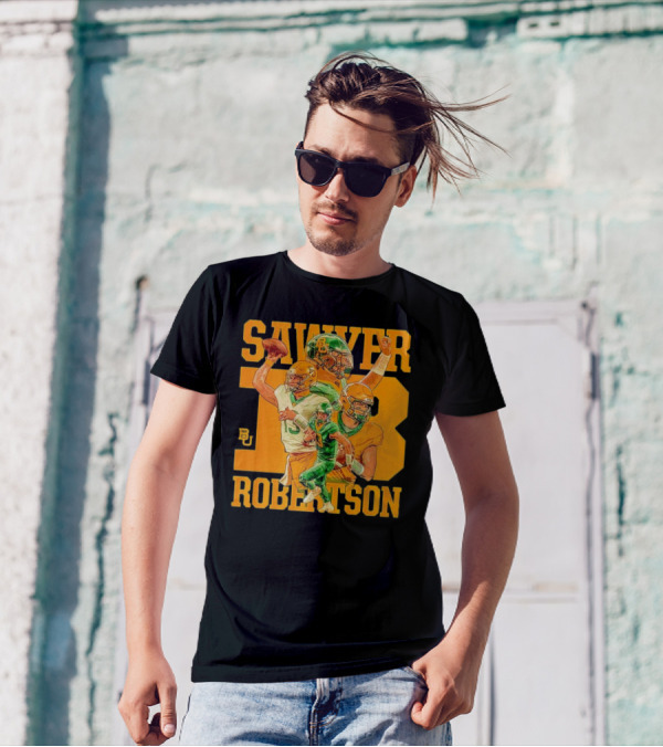 Baylor Bears Sawyer Robertson 13 Football Quarterback BU T-Shirt