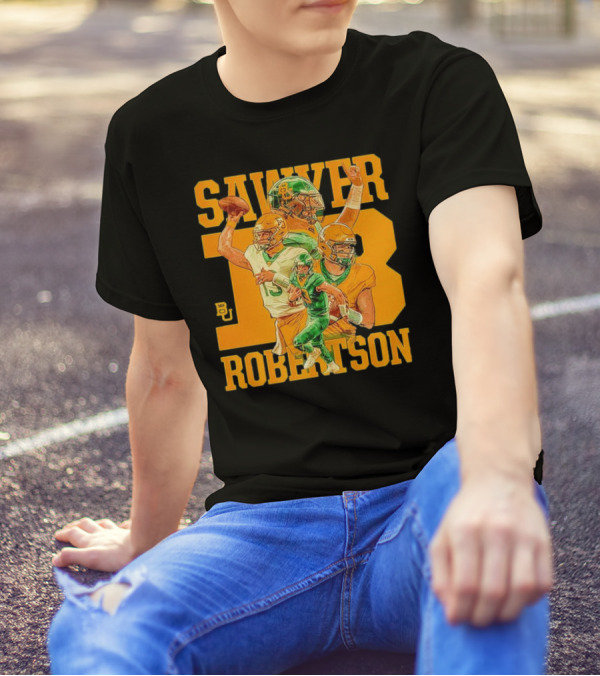 Baylor Bears Sawyer Robertson 13 Football Quarterback BU T-Shirt