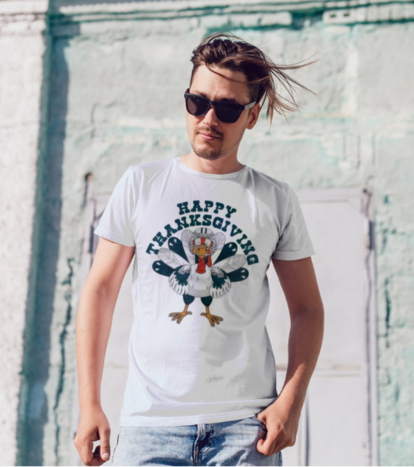Philadelphia Eagles Turkey Happy Thanksgiving Football T-Shirt