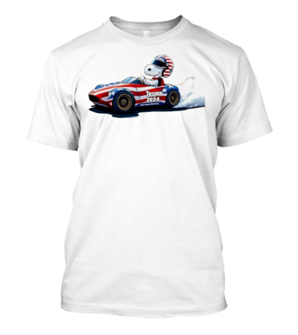 Snoopy Riding Trump 2024 Racing Car Make America Great Again T-Shirt