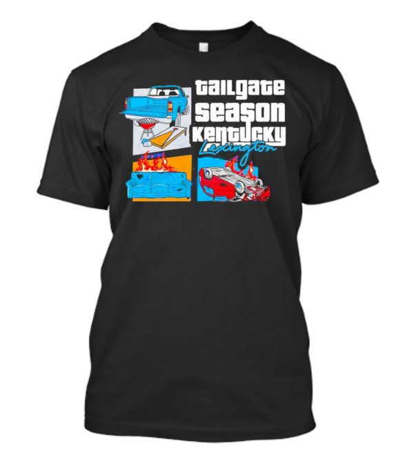 Tailgate Season Kentucky Lexington Truck BBQ Couch Fire Car Flip T-Shirt