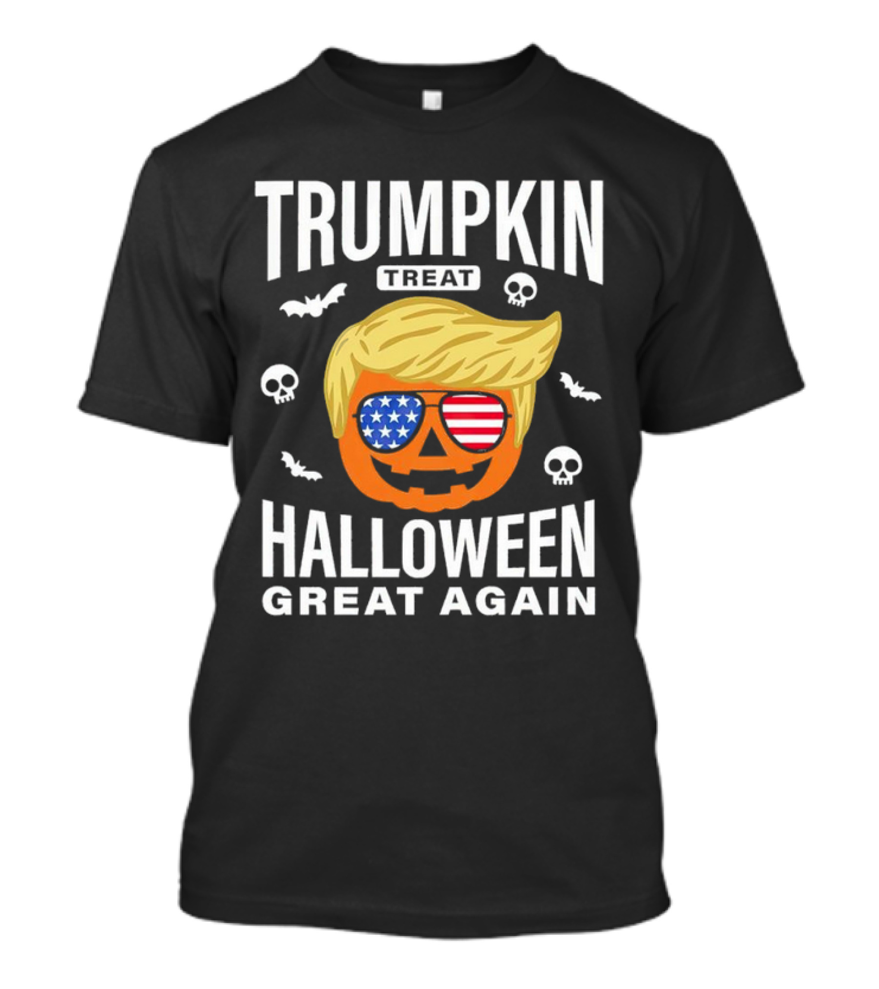 Trumpkin Treat Halloween Great Again USA Skull Bat T-Shirt