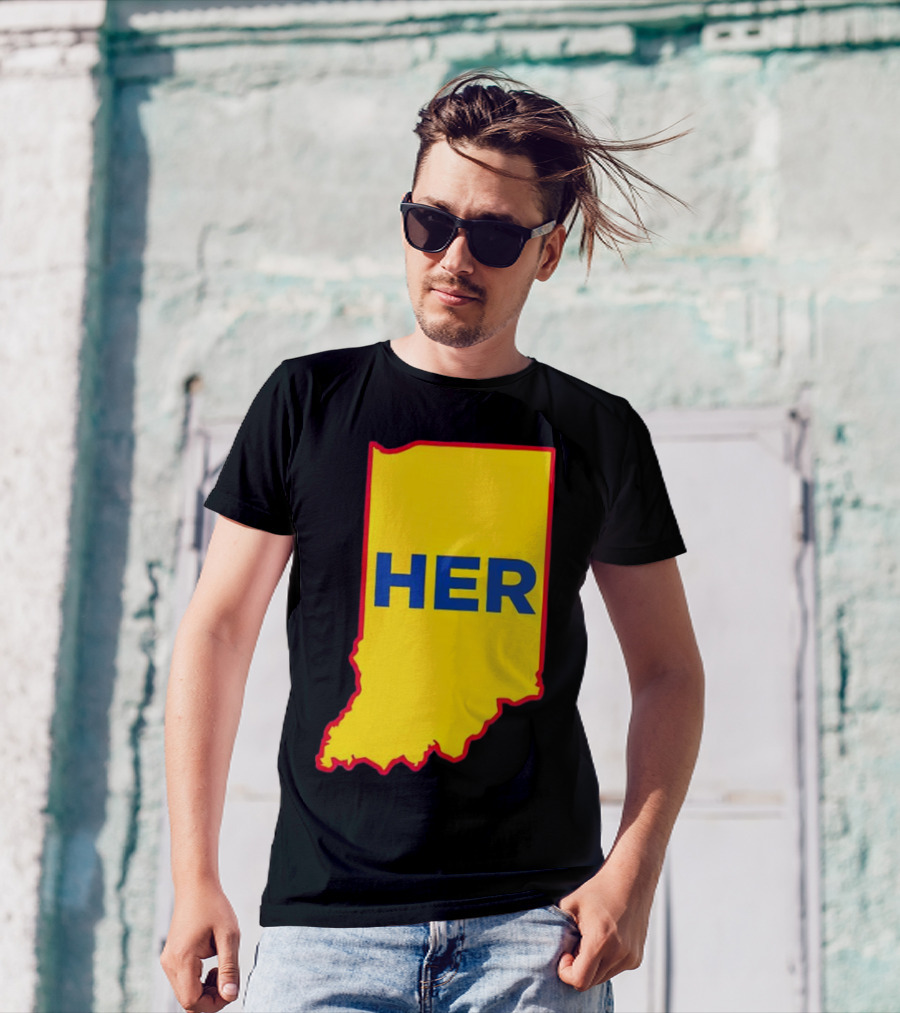 Caitlin Clark Indiana Fever Her State Yellow Map With Blue HER T-Shirt