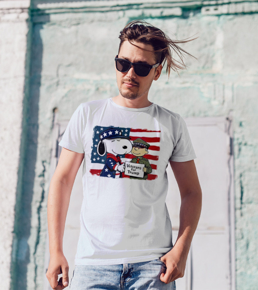 Veterans For Trump Snoopy Patriotic Flag Police Cartoon T-Shirt