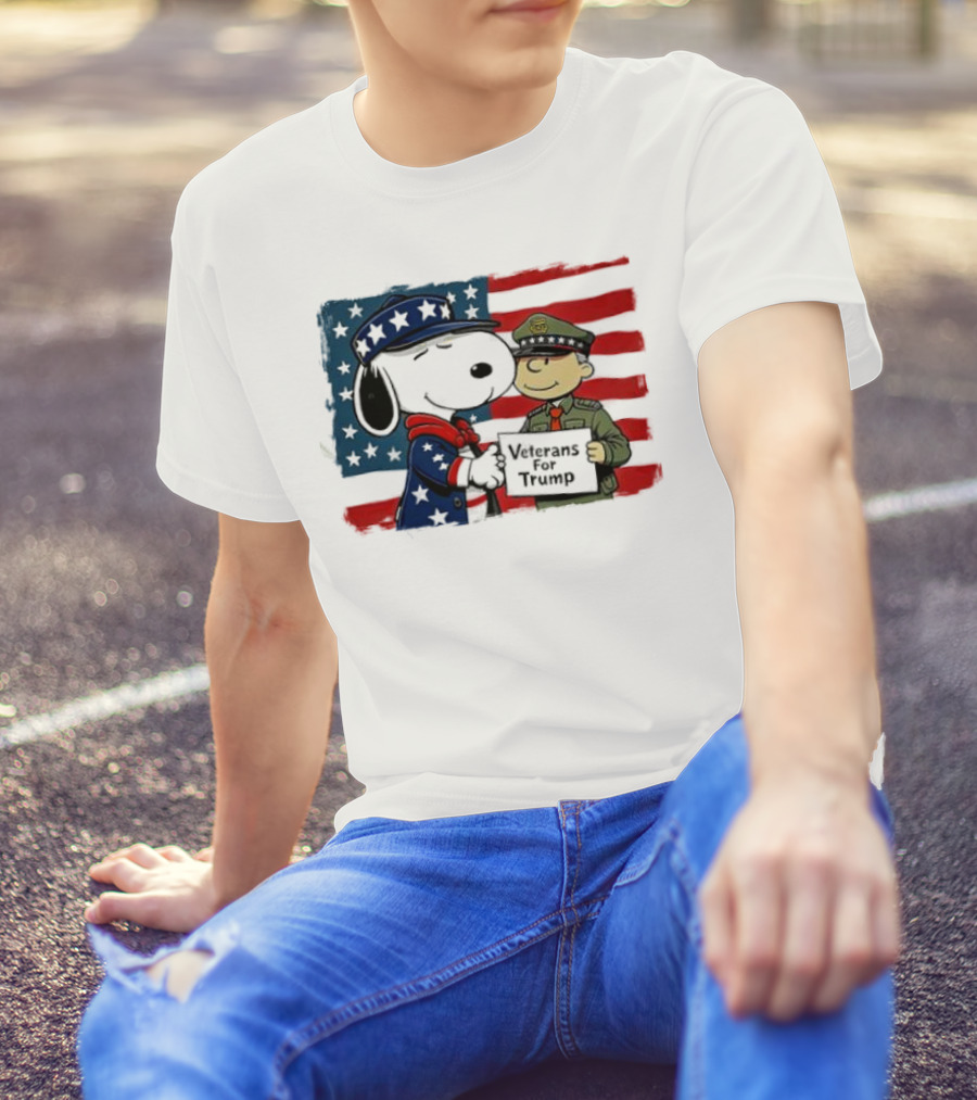 Veterans For Trump Snoopy Patriotic Flag Police Cartoon T-Shirt