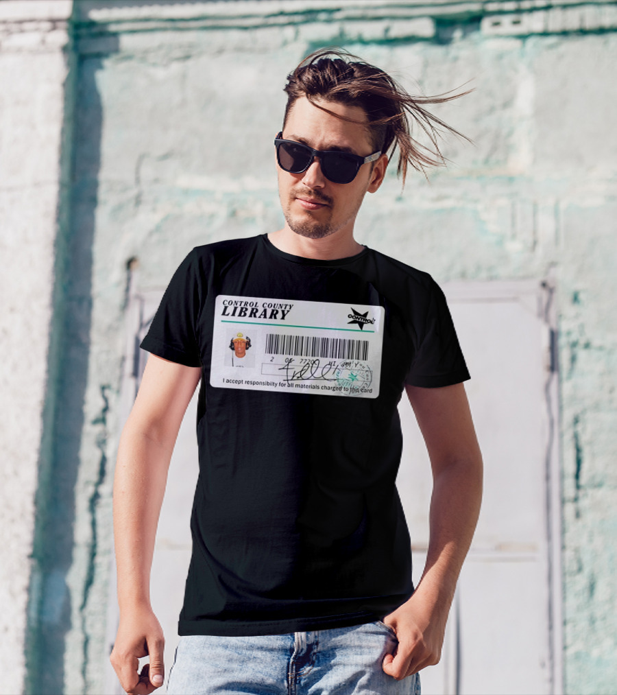 Control County Library Card Design With Signature And Photo T-Shirt