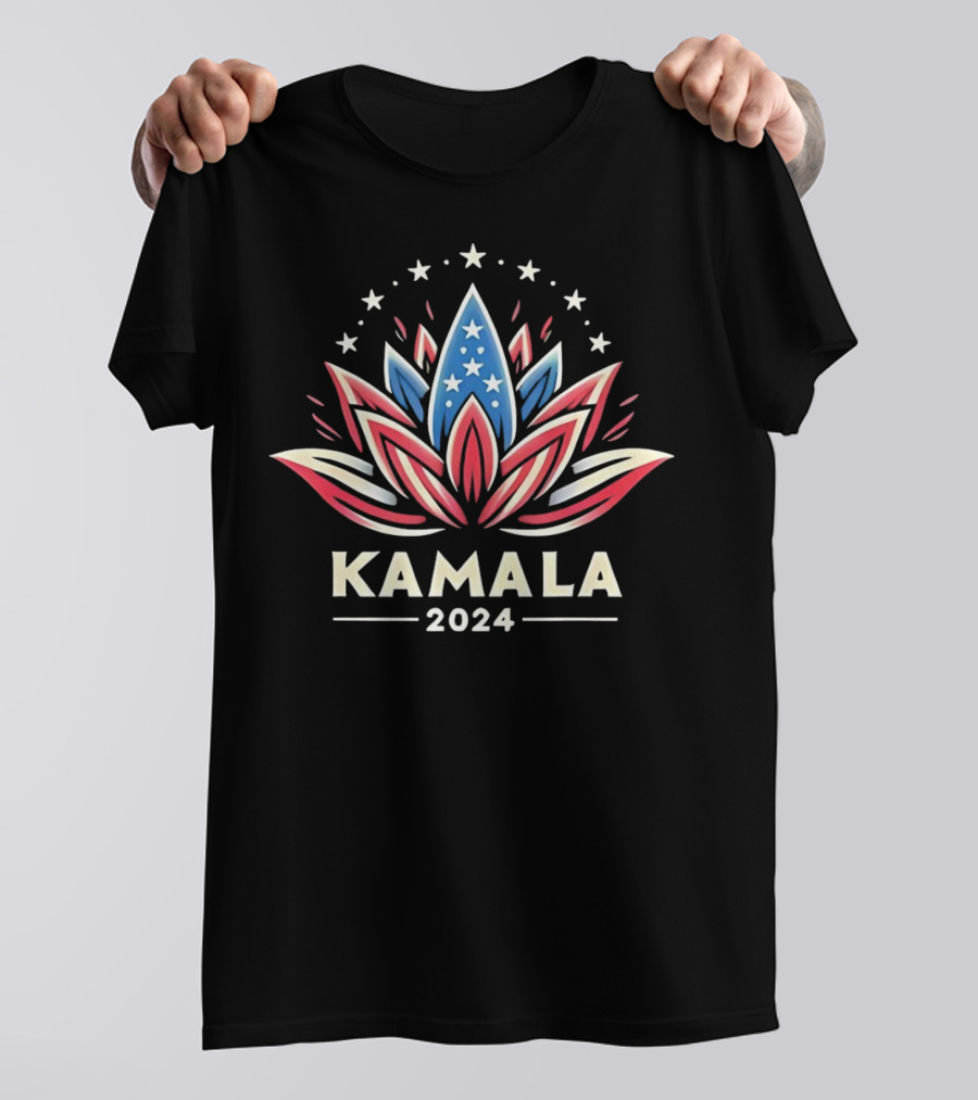Kamala Harris 2024 Lotus Flower Stars And Stripes USA T-Shirt