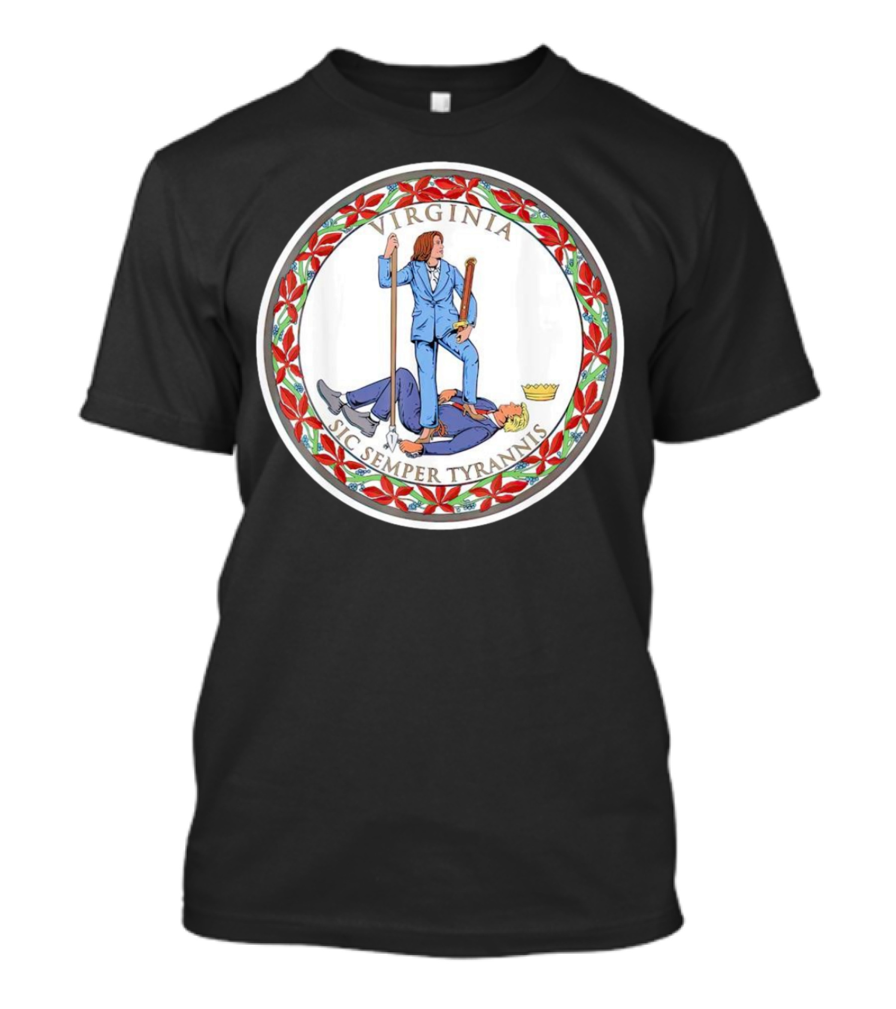 Kamala Harris Virginia Sic Semper Tyrannis Seal Motif T-Shirt