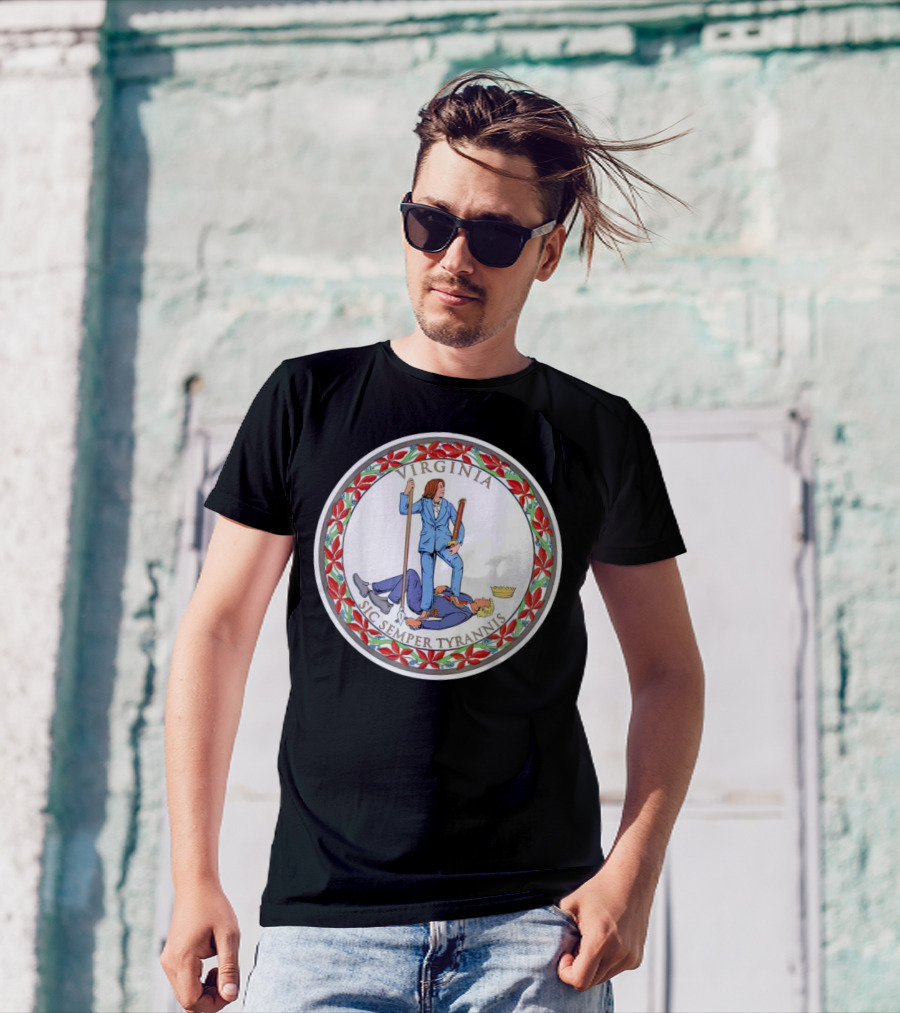 Kamala Harris Virginia Sic Semper Tyrannis Seal Motif T-Shirt