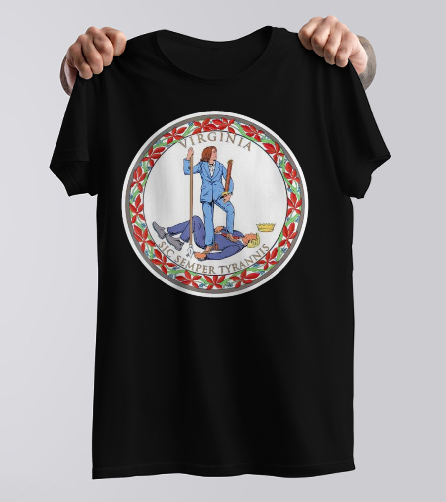 Kamala Harris Virginia Sic Semper Tyrannis Seal Motif T-Shirt