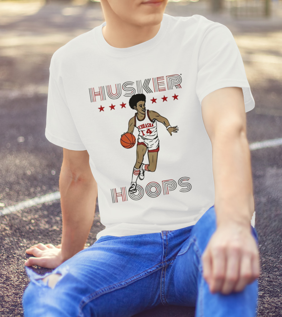 Husker Hoops Nebraska Cornhuskers Basketball Player With Stars T-Shirt