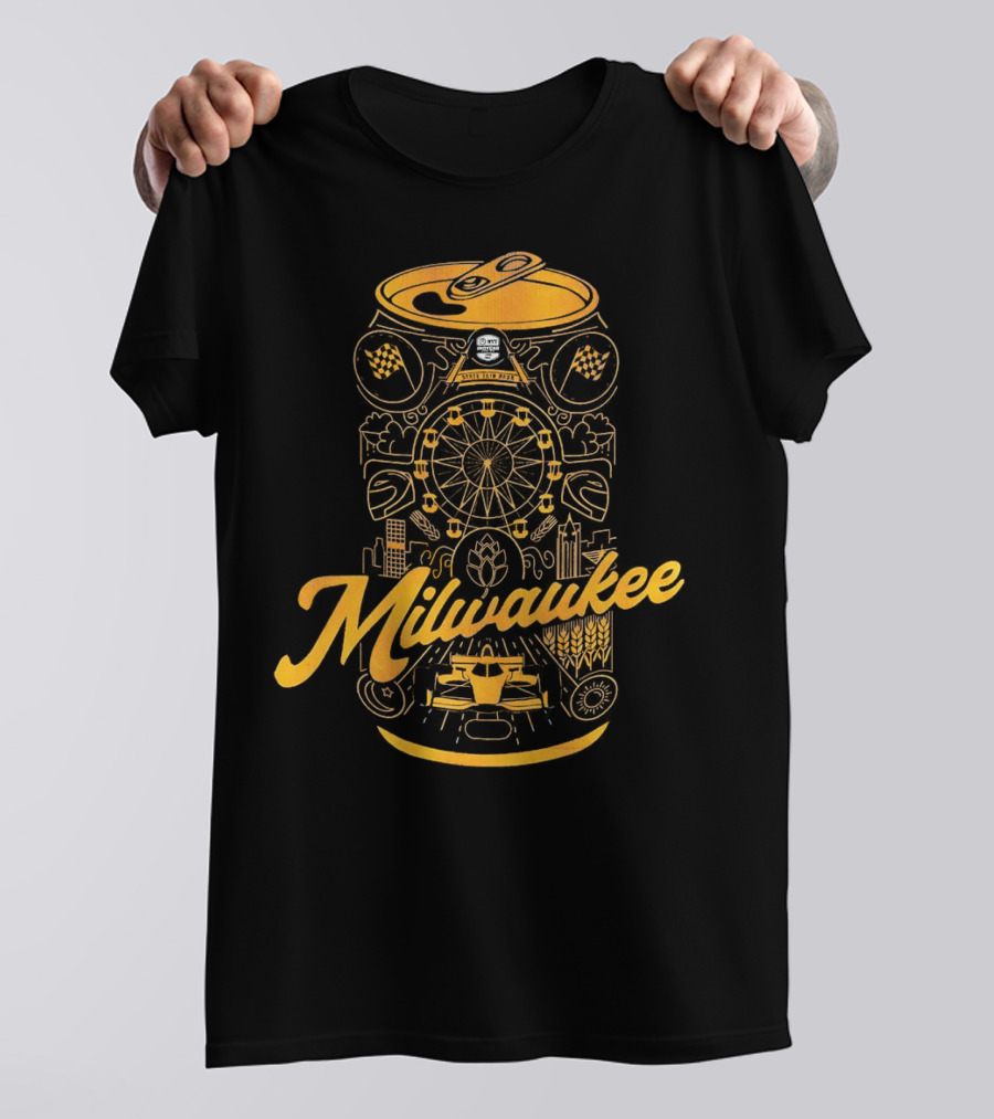 Milwaukee State Fair Park Ferris Wheel And Beer Can T-Shirt