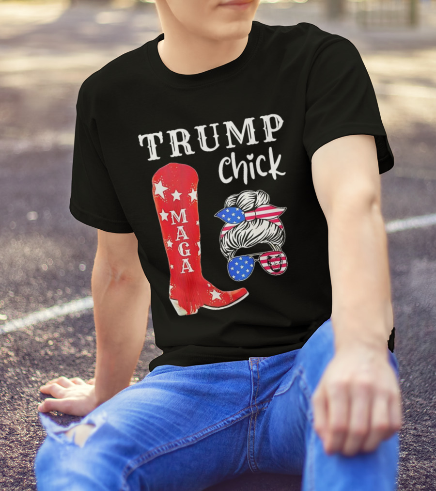 Trump Chick MAGA Stars And Stripes USA Flag T-Shirt