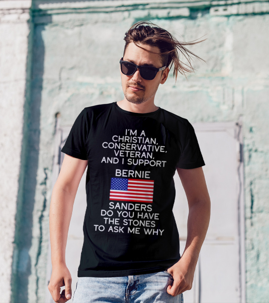 Christian Conservative Veteran Supporting Bernie Sanders American Flag Inquiry T-Shirt