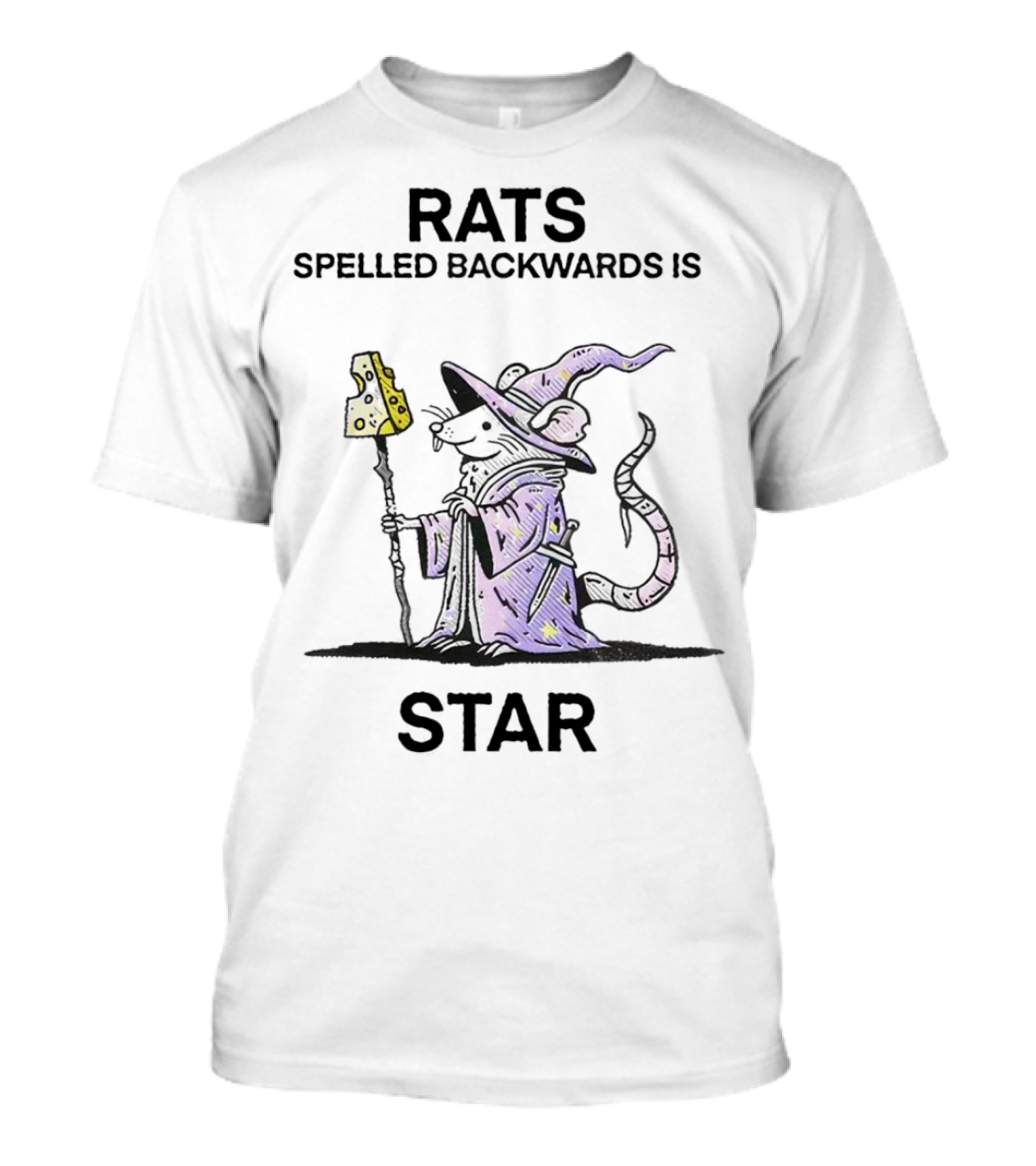 Rats Spelled Backwards Is Star Wizard Of Barge Mage Rat With Staff T-Shirt