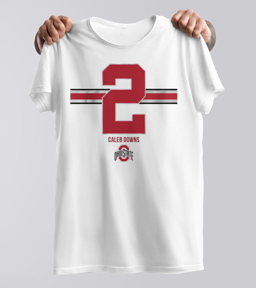 Caleb Downs Ohio State Buckeyes 2 Stripe Football T-Shirt