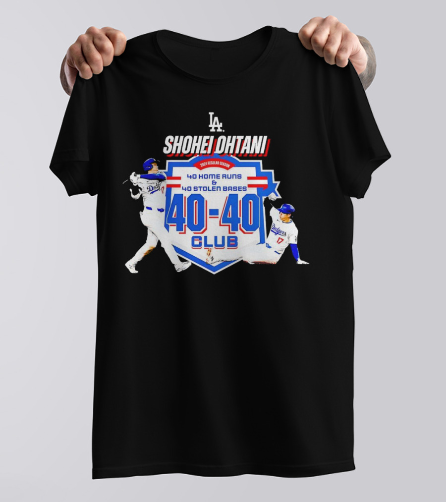 Shohei Ohtani LA Dodgers 2024 Regular Season 40 Home Runs And 40 Stolen Bases 40-40 Club T-Shirt