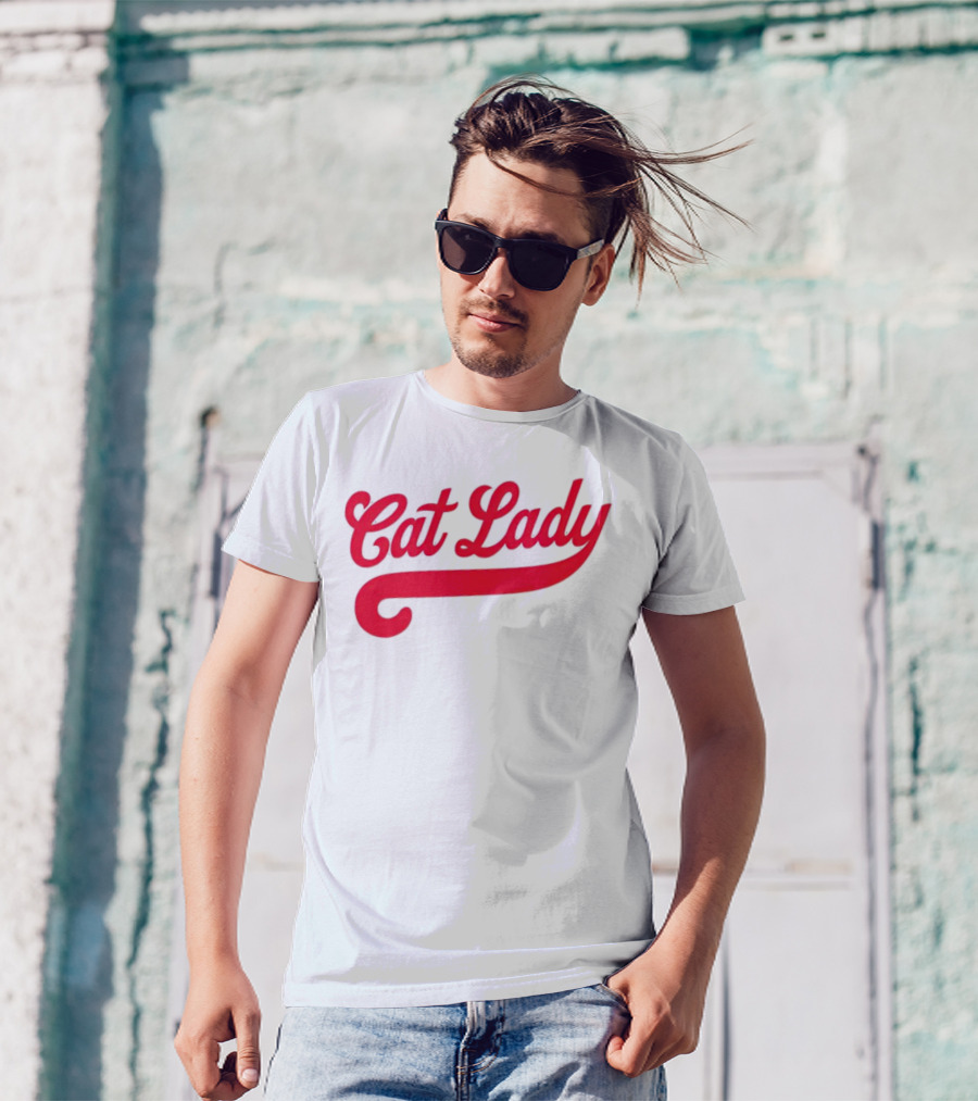 Cincinnati Reds Cat Lady Baseball Script Red T-Shirt