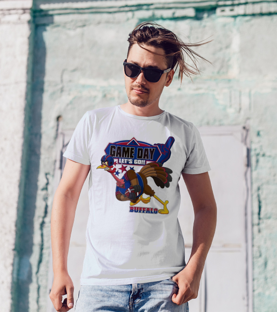 Game Day Let's Go Buffalo Football Turkey Mascot T-Shirt
