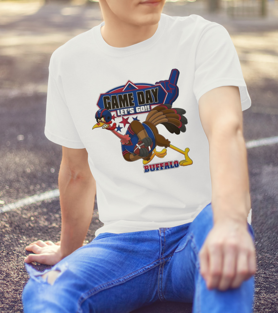 Game Day Let's Go Buffalo Football Turkey Mascot T-Shirt
