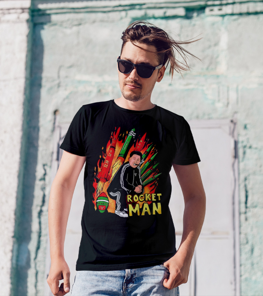 Penkmatters Rocket Man Kim Jong Un Parody With Red And Green Missiles T-Shirt