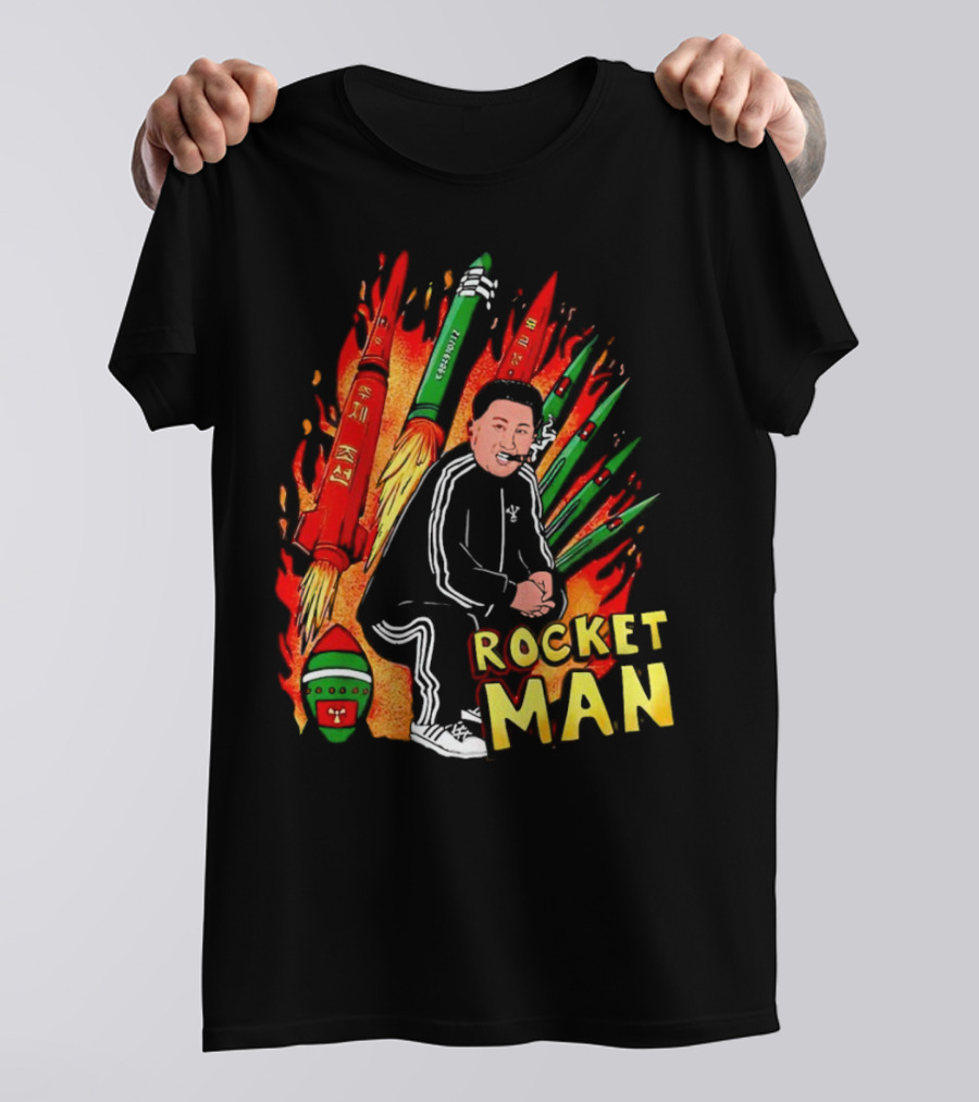 Penkmatters Rocket Man Kim Jong Un Parody With Red And Green Missiles T-Shirt
